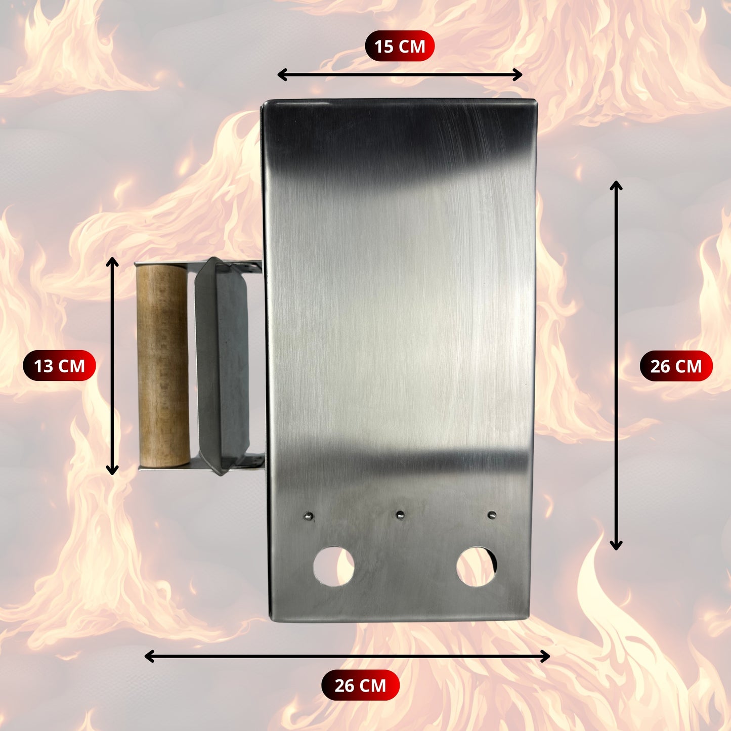 Vulcaninox | Ciminiera Accendi Barbecue in Acciaio Inox | Starter per Carbone con Manico in Legno Ergonomico | Made in Italy